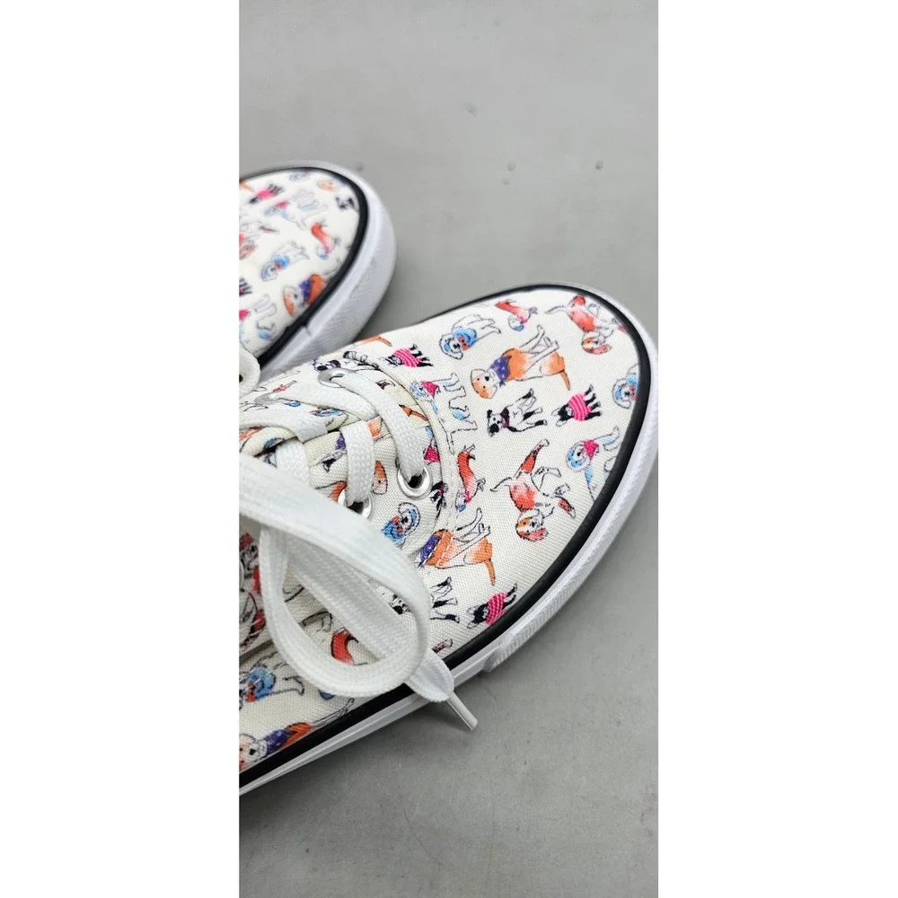 Cynthia Rowley Womens Dog Print Canvas Sneakers Low Top Lace Up White Multi 9